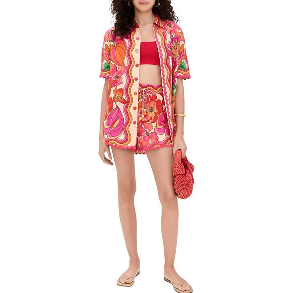 Charlotte Green Womens  2Pc Shirt & Short Set
